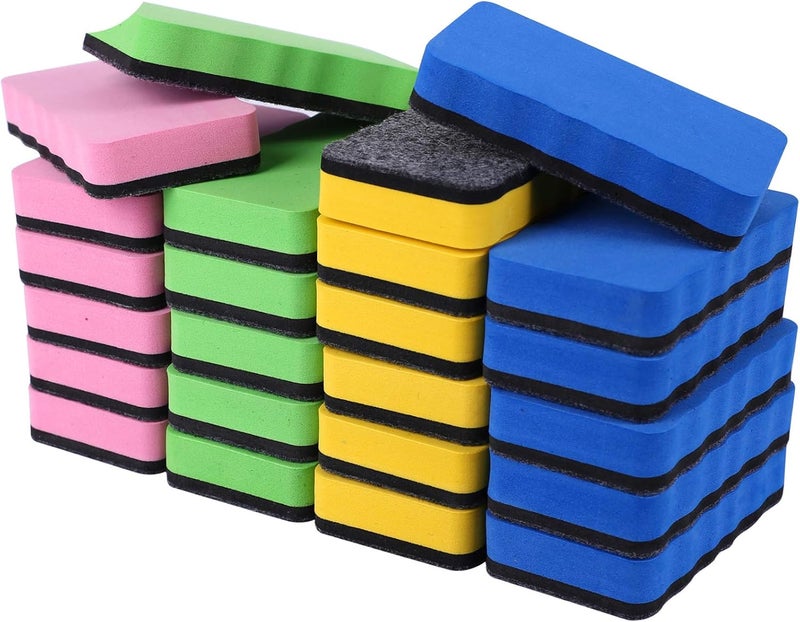 HooHcc Dry Erase Erasers, 24 Pack Magnetic Whiteboard Eraser Chalkboard Cleansers Wiper for Classroom Office and Home (24mixed) - Image 1